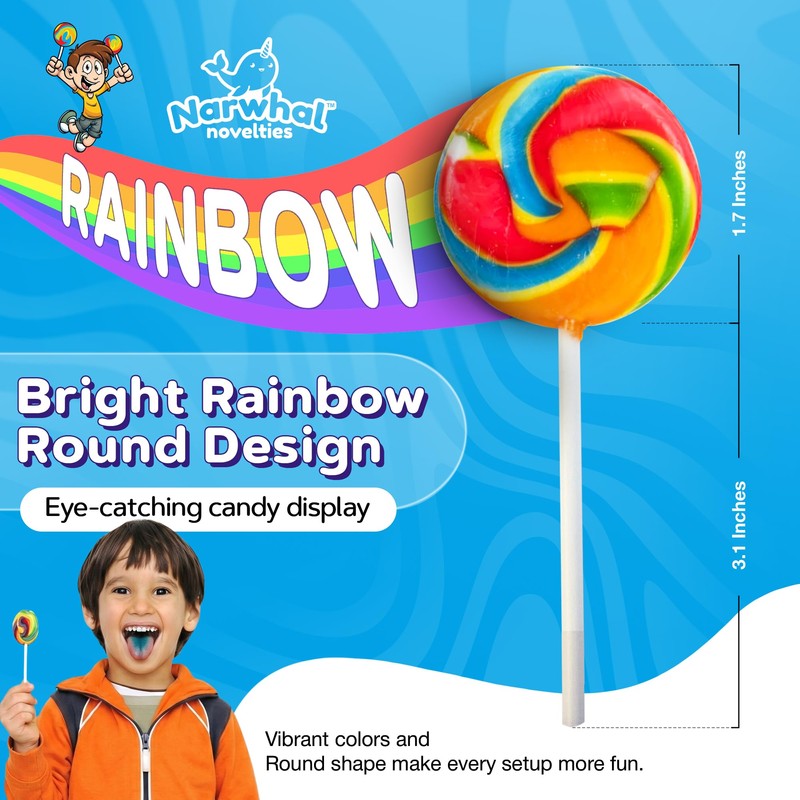 Rainbow Round Lollipops Swirl 18 PCS - Bulk Swirl Lollipops