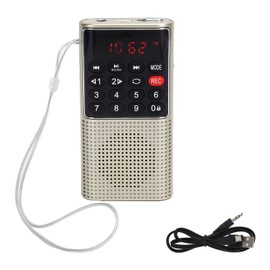 L‑328 Mini FM Radio Speaker Portable Multifunction USB Music MP3 Player with Earphone Port Gold