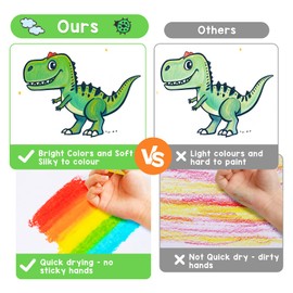 JYPS Washable Crayons for Toddlers, 12 Colours Non-Toxic Twistable Crayons with Dinosaurs Pen Holder, Easy to Hold Silky Large Crayons, Safe for Babies, Colouring Art Set Gift for Kids Back to School