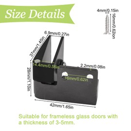 UFURMATE Glass Door Hinge 2 Pieces Zinc Alloy Frameless Glass Door Hinge 90 Degree Side Mounted Glass Door Hinge Single Side Glass Clamp Hinge with Screws for 3-5mm Thick Glass