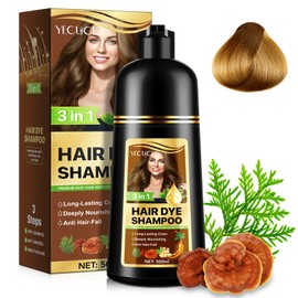 Dark Brown Hair Dye Shampoo, Natural Instant Hair Colour Shampoo 3-in-1 Brown Hair Dye Shampoo Long-Lasting Hair Dye, 100% Coverage, Herbal Ingredients, 500 ml