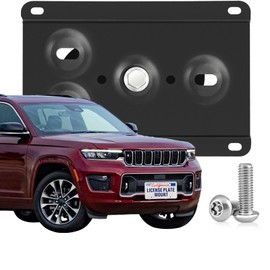 Heavy Duty Front License Plate Frame Compatible with Jeep Grand Cherokee L 2021-2024, No Drill Grille Mount, Anti-Theft License Plate Holders Bracket, Rust-Proof, Rattle Proof Car Accessories