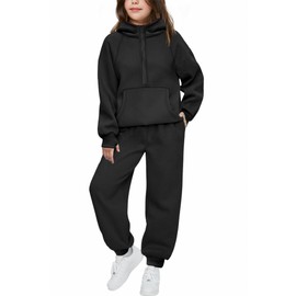 Arshiner Girl's 2 Piece Tracksuit Fall Outfits Drop Shoulder Long Sleeve Sweatshirt Sweatpants Sweatsuits Joggers Set 10-12