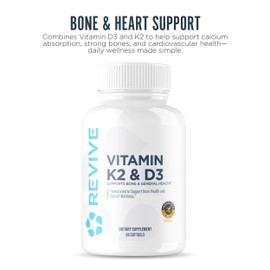 REVIVE MD Vitamin D3 & K2 - Supports Bone Health & Muscle Strength - K2 & D3 Vitamin Supplement for Women & Men Health & Brain Function (60 Servings)