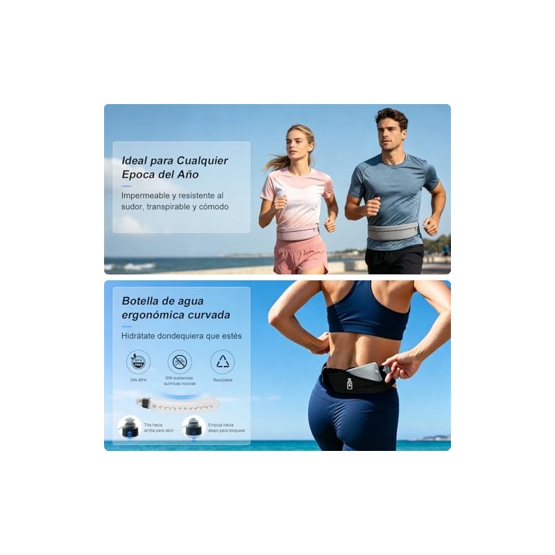 MOWE Cangurera para Correr : Running Belt con Botella de