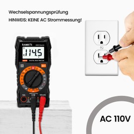 KAIWEETS KAIWEETS Digital Multimeter KM100, Spannungsmesser fr AC/DC Spannung, DC Strom, Durchgang, Widerstand, Diode (mit Messleitungen)