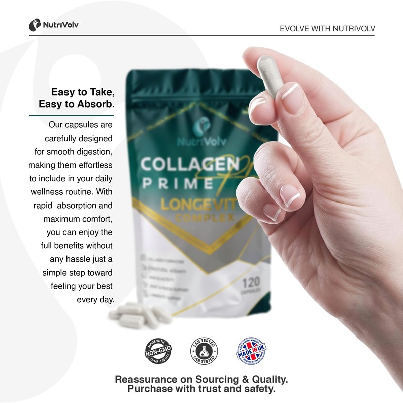 Collagen Prime+ Longevity | 120 Capsules | Multi-Type Collagen Peptides