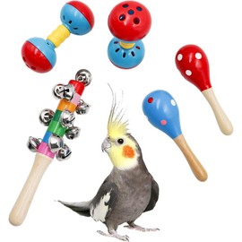 Dnoifne Colourful Bird Bell Toys – 5 Pack Funny Bell Toys, Bird Cage Accessories | Suitable for Chickens, Parrots, Parakeets, Cockatiels, Budgies, Love Birds