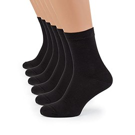 BARVEN Men's Dress Socks Black Classic 6-Pack Cotton Premium Cushioned Durable Solid (Shoe Size 7-10), 10-10.5
