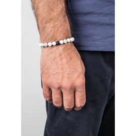 Akitsune Globae Pearl Bracelet | Bracelet Women Men Beads - Matte Black Onyx - 18 cm, Semi-precious stone, stainless steel