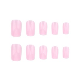 24pcs Nude Pink Press on Nails, Short Square Summer Fake Nails with Jelly Glue and File Reusable Gel Tips Perfect for Daily Wear & DIY Manicure