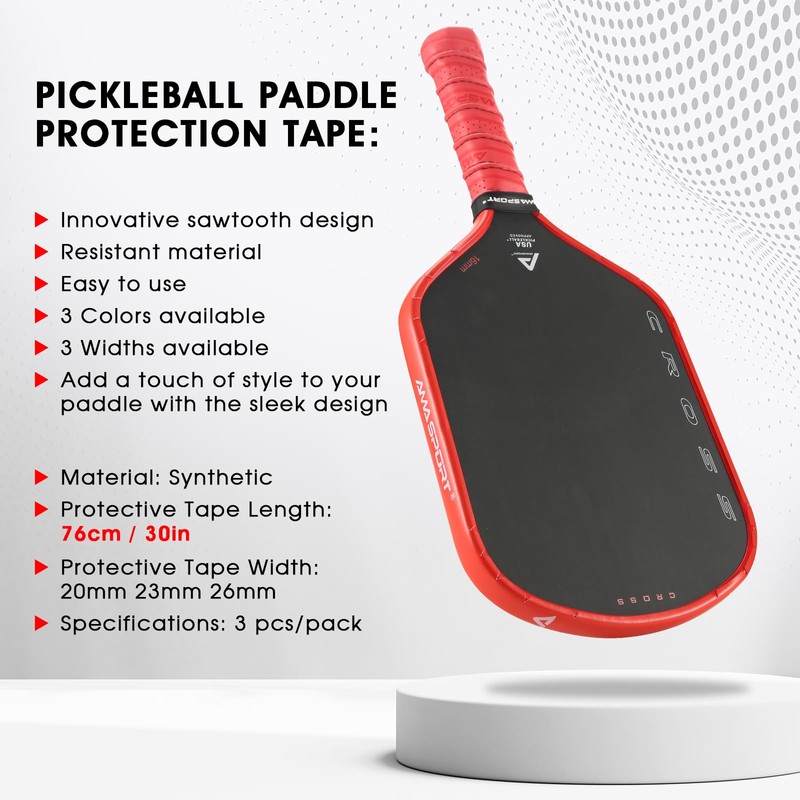 PICKLETECH Pickleball Paddle Edge Protection Tape with Logo- Paddle Head