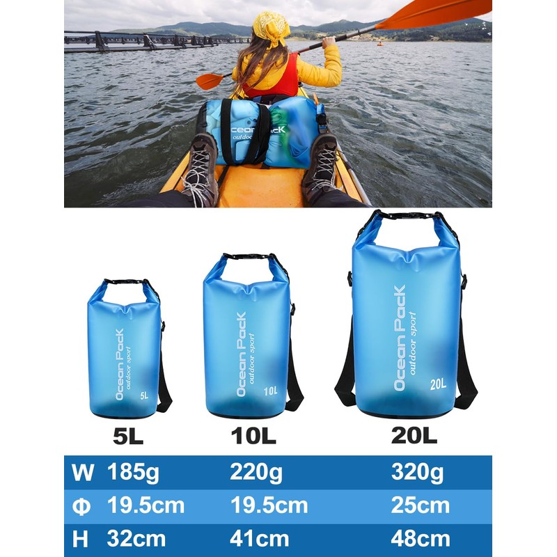 Henrycares Dry Bag Waterproof Bag, 20L 10L 5L 2L Waterproof