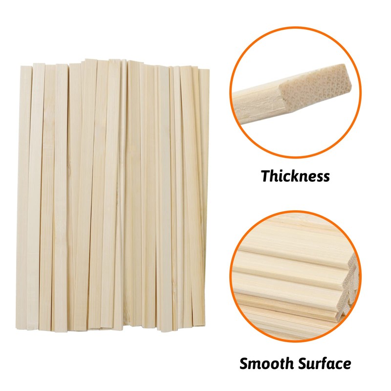 DOITEM Natural Extra Long Bamboo Wooden Craft Sticks 50 Pieces