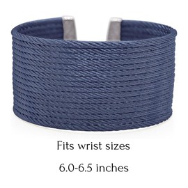 Alor Cable Cuff Essentials 16 Row Cuff - Stainless Steel Cuff Bracelets for Woman - Brazaletes para Mujer - Women's Cuff Bracelets (Blueberry)