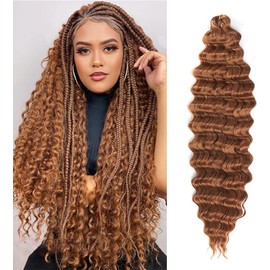 Datanala Ocean Wave Crochet Hair 30inch Deep Wave Curly Crochet Hair 1pack Deep Curly Braiding Hair Extensions Long Braids Deep wave Synthetic hair for Black Women (30#, 30Inch,Pack of 1)