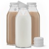 JoyJolt Glass Milk Bottles with Lids and Pourer – 32