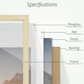 Frametory, 9x12 Beige Picture Frame - with White Mat for 6x8 Photos, Modern Minimalist Design, Wall Mount Display (Set of 4)