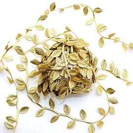 David accessories Gold Leaves Leaf Ribbon Trim Rope - 20 Yards - for DIY Craft Party Wedding Home Decoration(Gold)