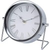 Home Styling Collection Round table clock, on metal base, silver