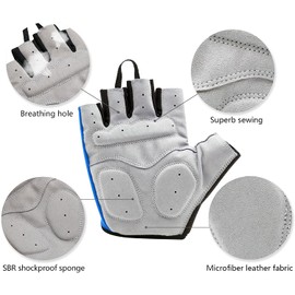 EULANT Cycling Gloves Fingerless Padded Gloves Half Finger Cycling Gloves Men and Women for MTB Road Bike Mountain Bike Strength Training Fitness Riding Crossfit Mountaineering Blue L