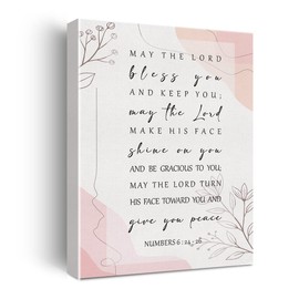 Pink Home Decor Inspirational Bible Verse Canvas Print Decor Pink Room Decor Wall Painting Posters 12”X15” Pink Decor Pink Home Office Decor (Framed)