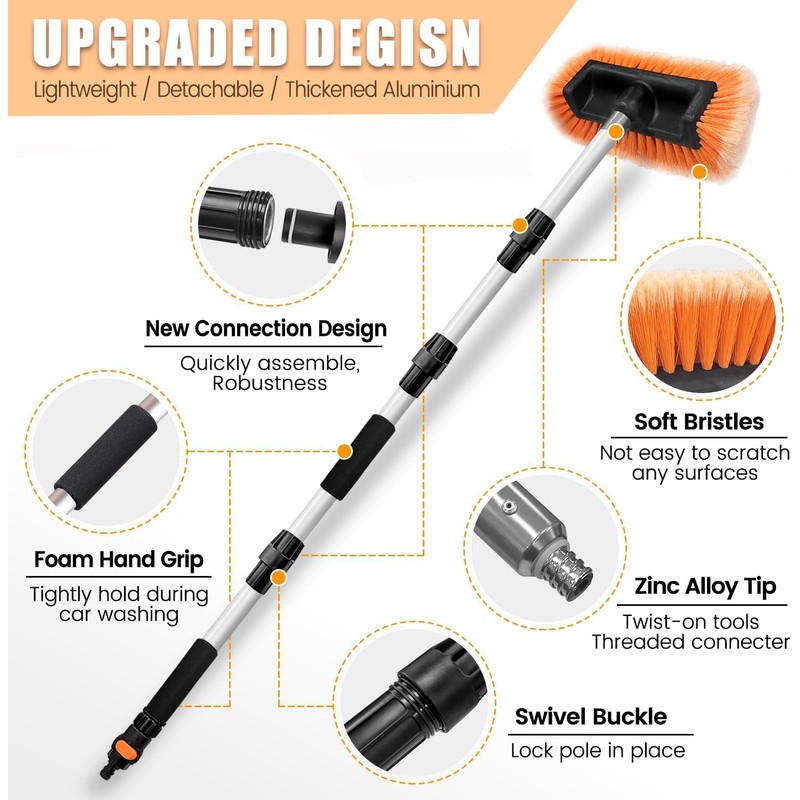 ARTIPOLY 72" Car Wash Brush with Long Handle, Flow-Thru Soft
