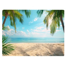 Summer Summertime Beach Season Pattern Kitchen Glass Cutting Board Decorative Mother's Day Gift For Summer Sun (Palm Tree)