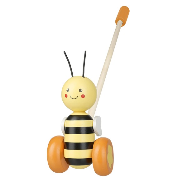 Honey Bee Push Along Toy - Animal Push and Pull Along Toys for 1 Year Olds, Wooden Toys - Toddler Toys, 1st Birthday Gifts For Boy and Girl - Early Development & Activity Toys by Orange Tree Toys