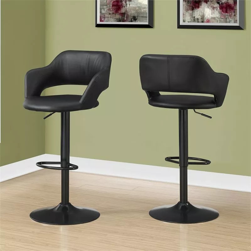 Monarch Bar Stool Swivel Bar Height Adjustable Metal Pu Leather