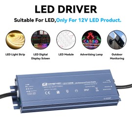 LED Power Supply Waterproof IP67 100W 12V DC 8.3A,AC to DC Transformer Adapter with Plug,100V-264V Input 12 Volt Constant Voltage Output Transformer Driver