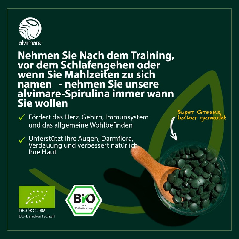 Alvimare Chlorella Tablets, 360 Pieces (180 g) - Non-GMO Premium