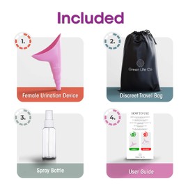 Female Urinal Portable No Overflow No Leak Reusable Pee Funnel – Sturdy & Bigger For More Comfort - Female Urination Device For Women Stand To Pee & Carabiner For Camping, Hiking & Travel (pink)