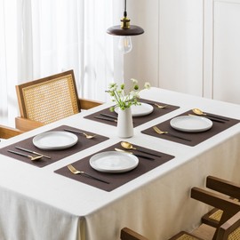 Jovono - Juego de 4 manteles individuales de piel sintética, impermeables, lavables, fáciles de limpiar, resistentes al calor, vinilo de cocina, para mesa de comedor, restaurante, interior, 17.8 x