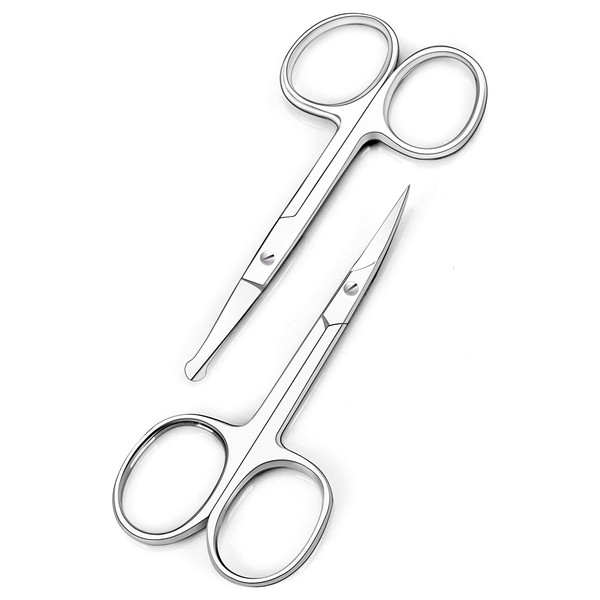 Curved and Rounded Facial Hair Scissors for Men - Mustache,