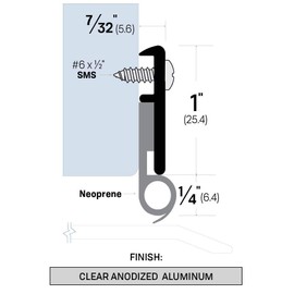 Fire Rated/Clear Anodized Aluminum Door Sweep (7623CA) SMS #6 x 1/2' Supplied, 7/32”Wide x 1H” (36")