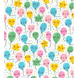 Printed Polycotton Craft Fabric Material - Happy Balloons, 1Mtr 110cmx100cm