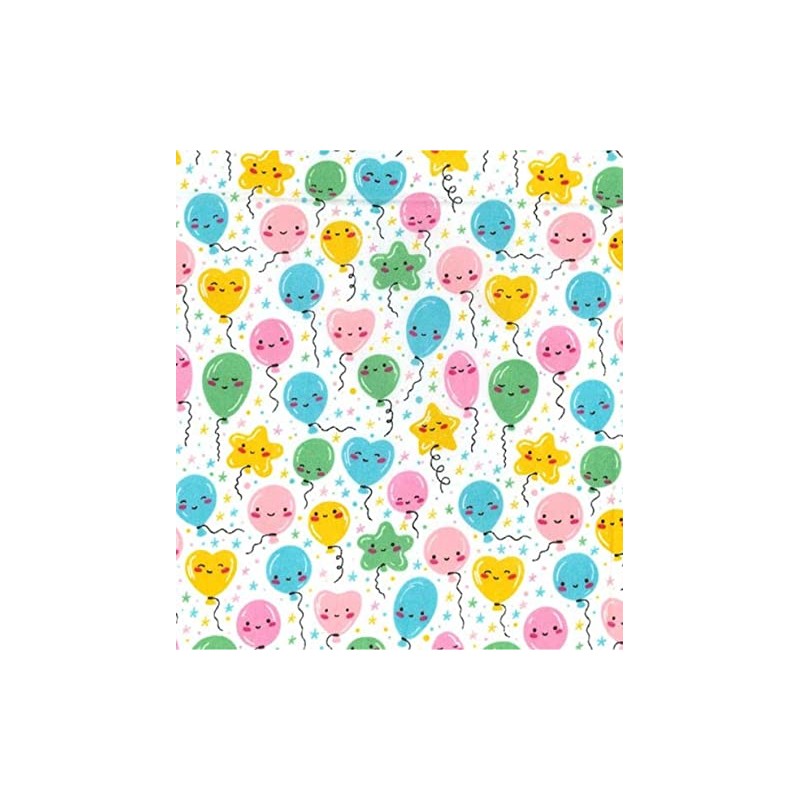 Printed Polycotton Craft Fabric Material - Happy Balloons, 1Mtr 110cmx100cm