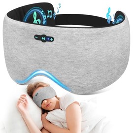 Sleep Mask with Bluetooth 6.0 Headphones, 20H Playtime Sleeping Headphones for Side Sleepers, Adjustable Blackout Eye Mask for Travel Meditation, Nois
