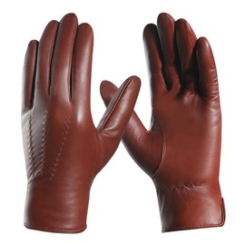 Harssidanzar Leather Gloves For Mens Comfort Cashmere Lined Gloves GMUK006,Cognac,Size XXL