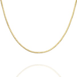 PAVOI Square Box Italian Solid 925 Sterling Silver, 22K Gold Plated, 1mm Italian Diamond-Cut Square Box Chain Necklace for Men and Women, MADE IN ITALY (16, Yellow Gold)