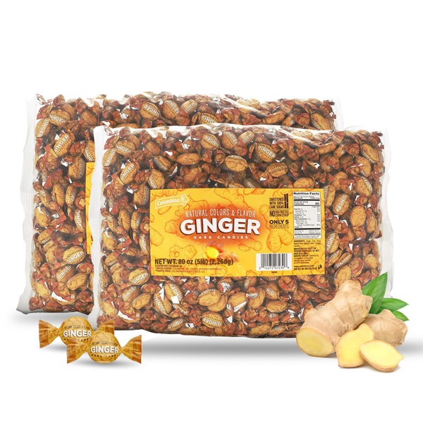Colombina Ginger Hard Candies, Natural Anti-Nausea and Motion Sickness Relief