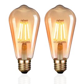 karedle oard E27 LED Glühbirne, ST64 Lampe LED Filament Edison Lampe 4W (Äquivalent zu 40W), Amber Glas, 2700K warmweiß, Nicht dimmbar, AC 220V,Kein Hub Erforderlich,Gold,2 Stück
