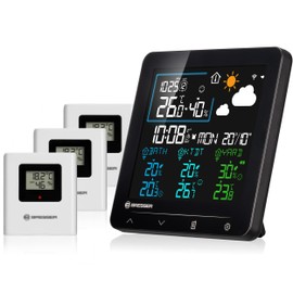 Bresser Quadro Individio NV Weather Station with 3 Outdoor Sensors, Integrated Thermo-Hygrometer, 4 Readings and Air Pressure History and Alarm Function