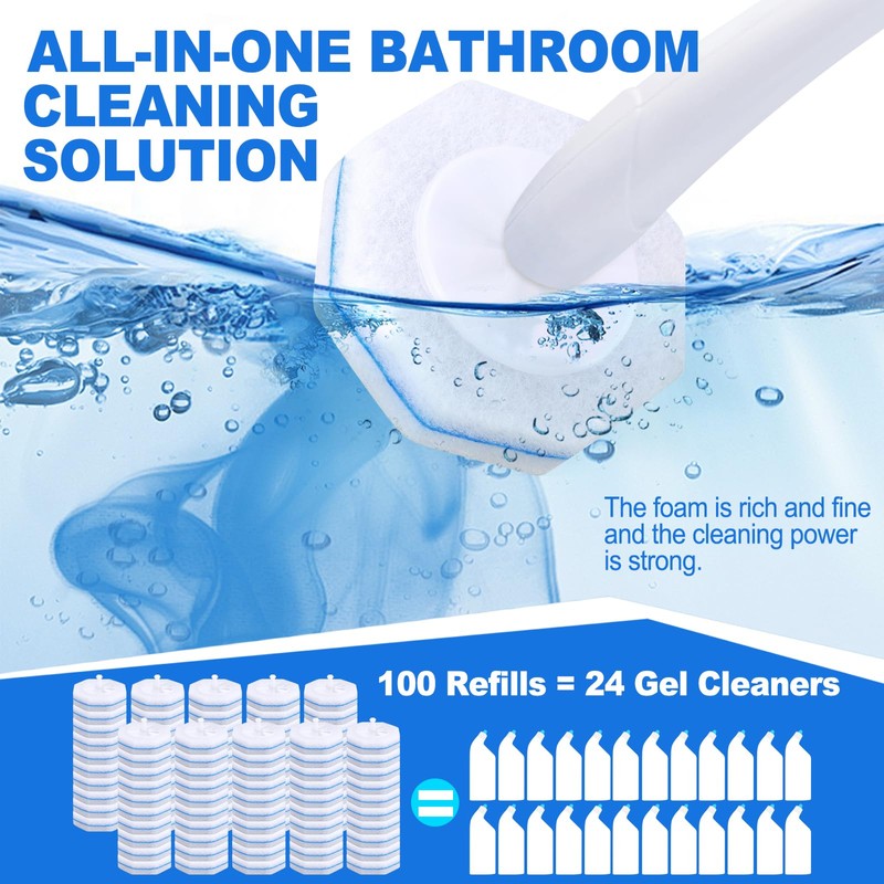 Actmuen 100pcs Disposable Toilet Brush Replacement Head,Bathroom Cleaning,Disposable Bowl Cleaners