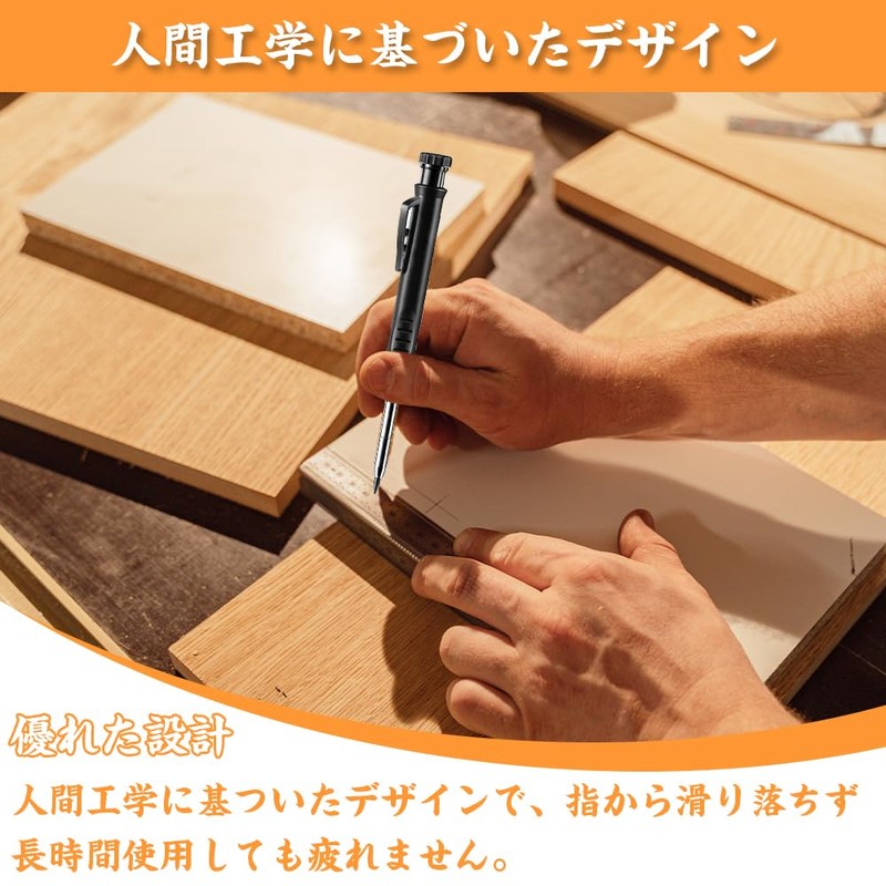 Carpenter Pencils with Built-In Sharpener, Sharpener Pencil Set with Refill,