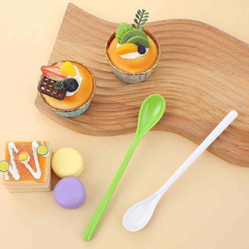 Pack of 10 Coffee Spoons, Long Plastic Spoon, Reusable Plastic