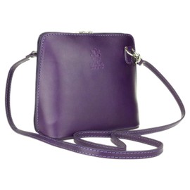 Girly Handbags Womens Genuine Leather Rigid Cross Body Shoulder Bag Real Italian (Dark Purple)