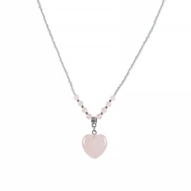 Lovionus89 Natural Heart Love Reiki Healing Crystal Charm Pendant, Mini Glass Beads Chain Necklace for Women Mon, Stone, No Gemstone