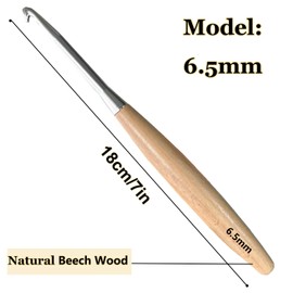 Beech Wood Crochet Hooks,6.5mm Ergonomic Handle Crochet Hook Hand DIY Comfortable Smooth Long  Crochet Needle for Crocheting Yarn and Beginners,Experienced Crochet Lovers